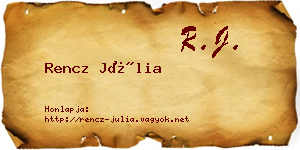 Rencz Júlia névjegykártya